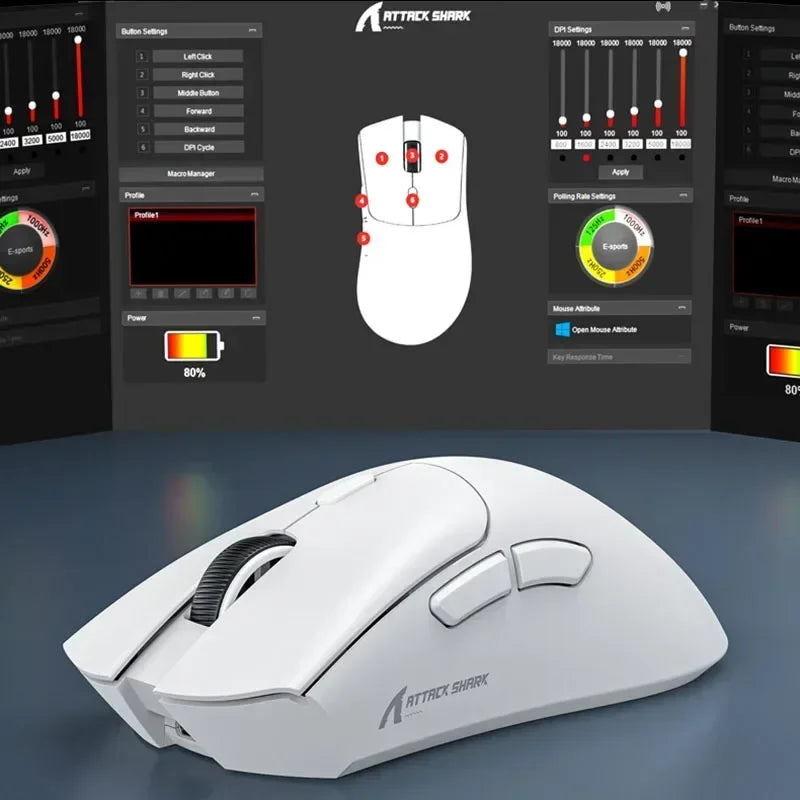 Shopdroplo Attack Shark R1 Bluetooth Gaming Mouse – 18000 DPI, Tri-Mode, Macro Support, 1000Hz Polling Rate
