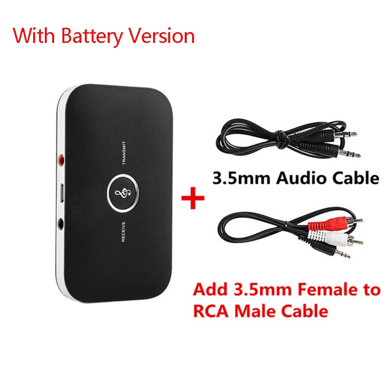 Shopdroplo Bluetooth 5.0 Audio Transmitter & Receiver – 2-in-1 Wireless Adapter with 3.5mm AUX & RCA for Car, TV, PC, Speaker