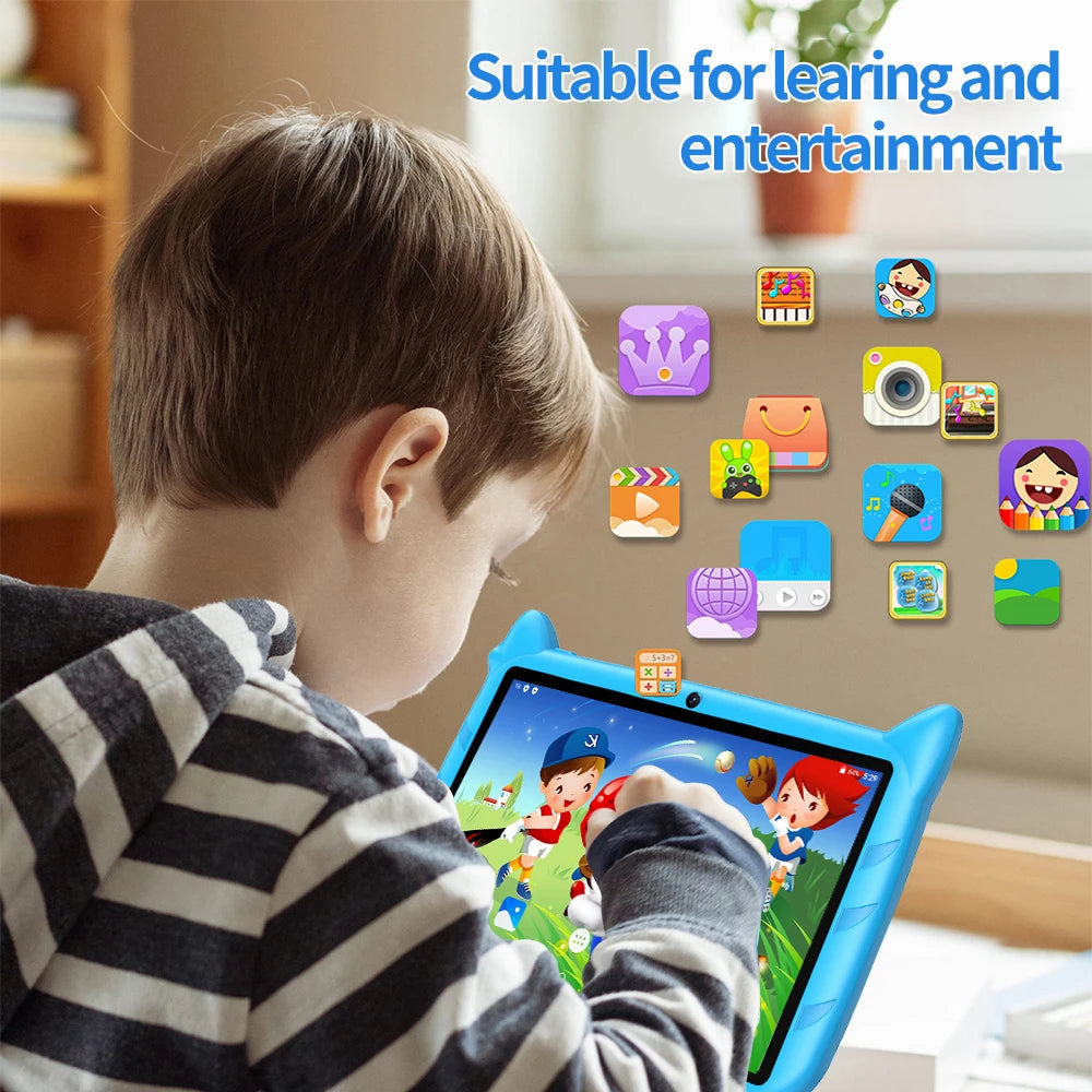 Shopdroplo™ 7" Android 13 Kids Tablet – 4GB+64GB, 1TB Expandable, Dual Camera, WiFi, Parental Controls & Educational Apps