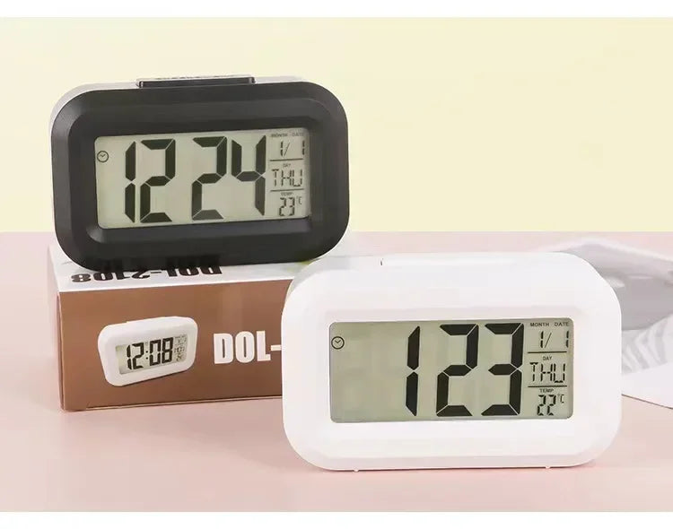 Shopdroplo LED Digital Alarm Clock – Backlight, Snooze, Temperature, Calendar, Multifunction Desktop Time Display