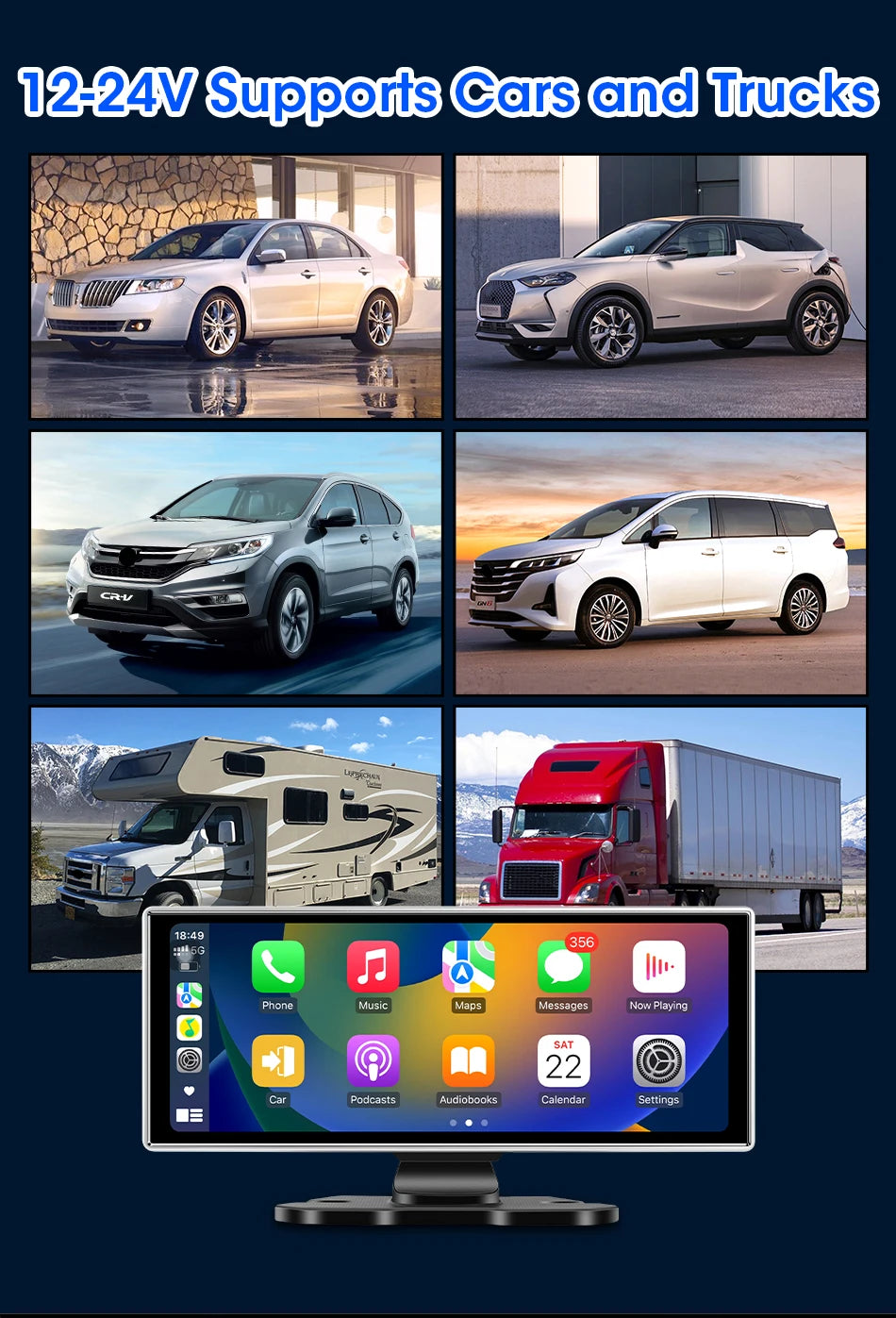 Shopdroplo™ 11.26" 4K Smart Dash Cam with CarPlay, Android Auto, Dual Lens, GPS & Touchscreen Mirror Display