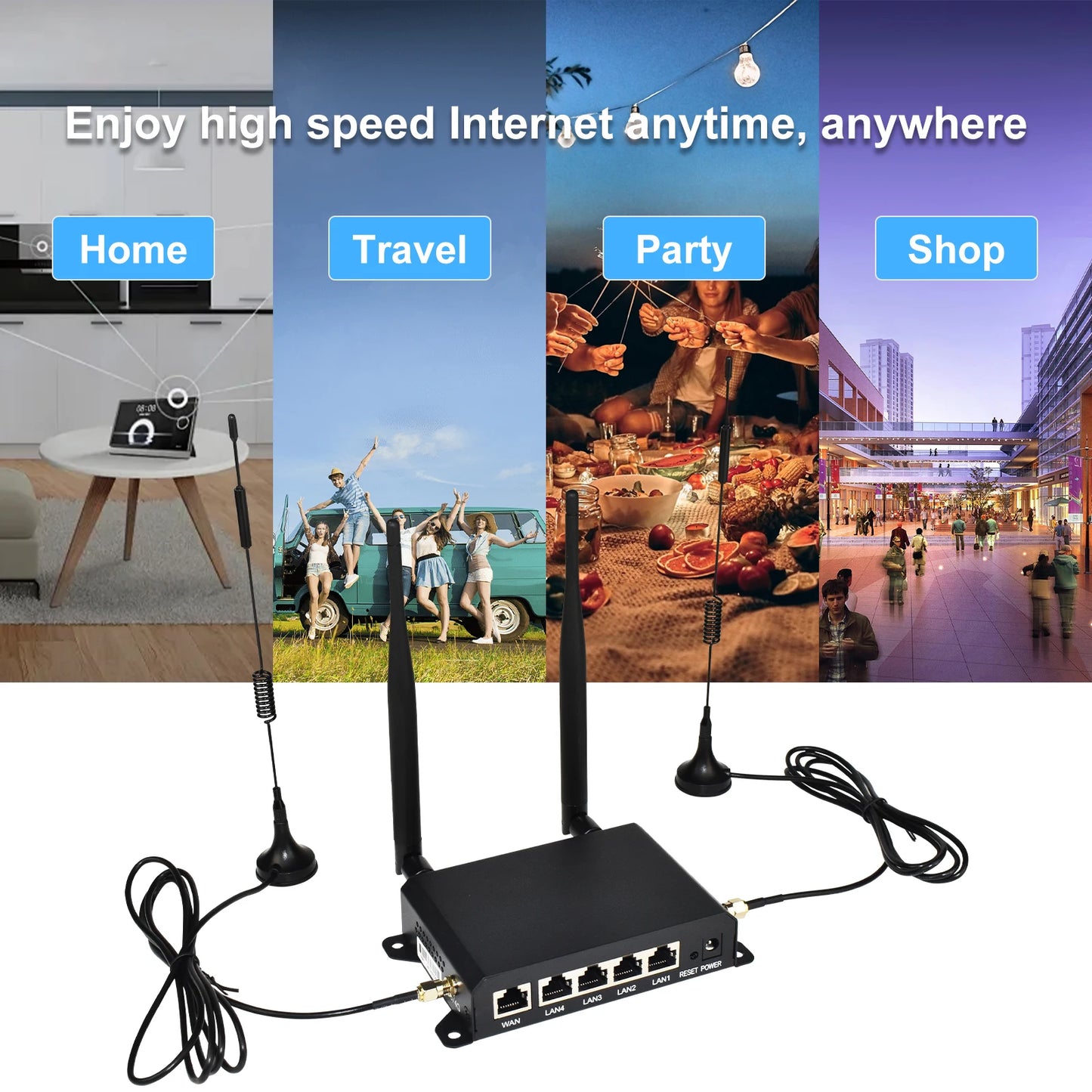 Shopdroplo KuWFi 4G LTE WiFi Router – 300Mbps CAT4 Wireless Router with SIM Slot, Detachable Antennas, LAN/WAN RJ45 Ports, AP/Repeater Mode