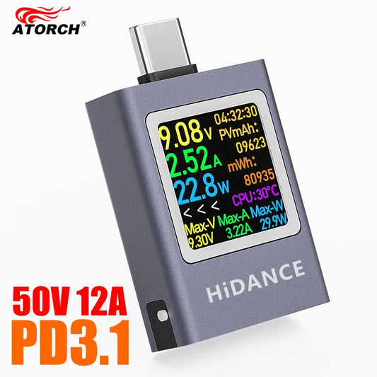 Shopdroplo™ 13-in-1 Type-C Digital Power Meter – PD3.1 Charging Tester, USB Voltage Current Display (DC 4.5–50V, 0–12A)