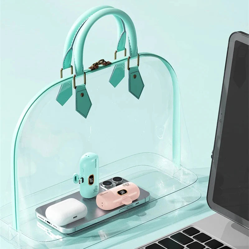 Shopdroplo™ 30000mAh Capsule Power Bank – Mini Fast Charger for iPhone, Samsung, Xiaomi, Huawei & More
