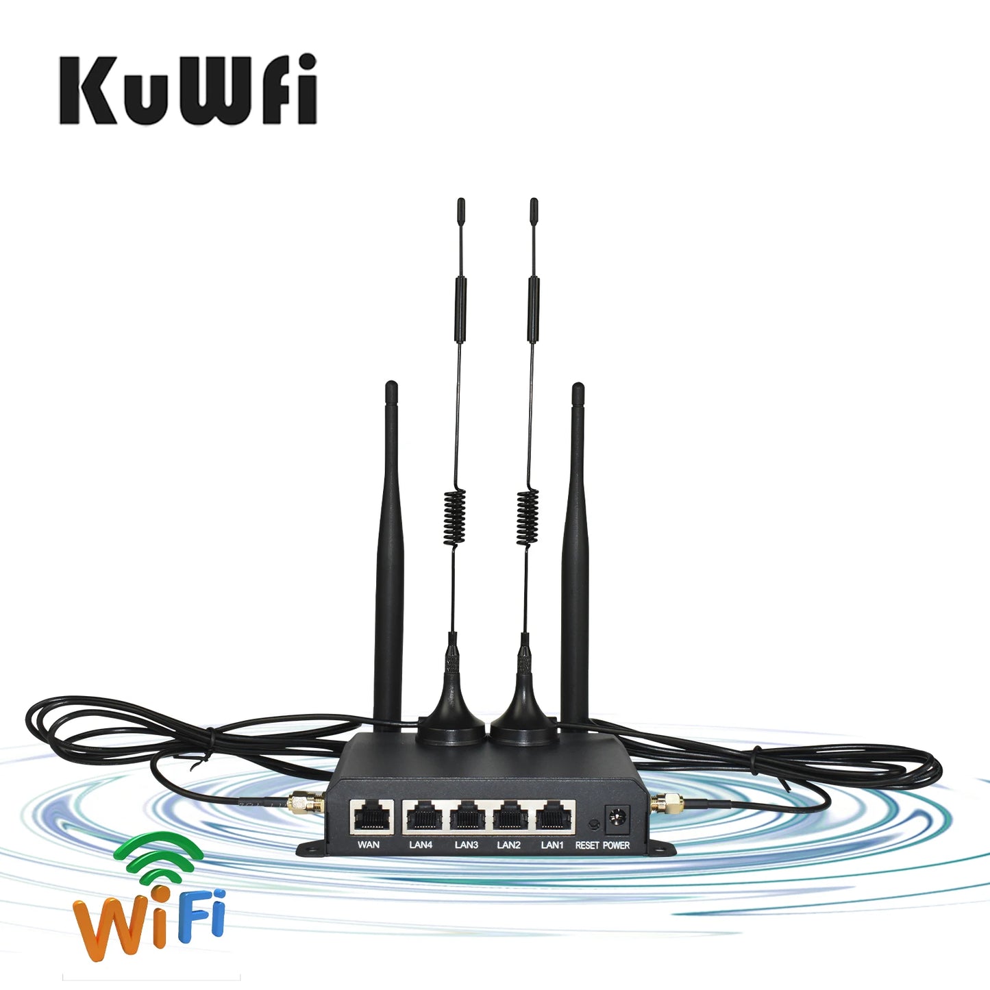 Shopdroplo KuWFi 4G LTE WiFi Router – 300Mbps CAT4 Wireless Router with SIM Slot, Detachable Antennas, LAN/WAN RJ45 Ports, AP/Repeater Mode