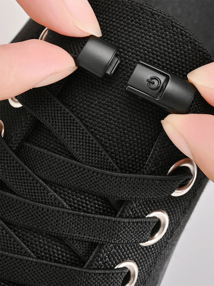 Shopdroplo™ No-Tie Elastic Shoe Laces – 8mm Flat Press Lock Shoelaces for Adults & Kids (1 Pair)
