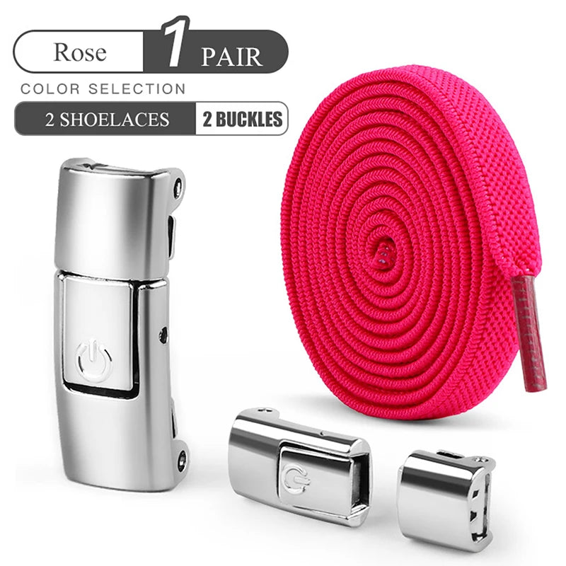 Shopdroplo™ No-Tie Elastic Shoe Laces – 8mm Flat Press Lock Shoelaces for Adults & Kids (1 Pair)