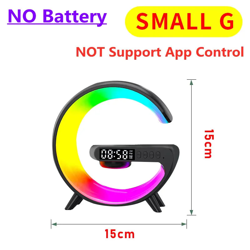Shopdroplo Multifunction Wireless Charger Stand – RGB Light, Alarm Clock & Bluetooth Speaker for iPhone, Samsung, Xiaomi (Mini Fast Charging Dock)