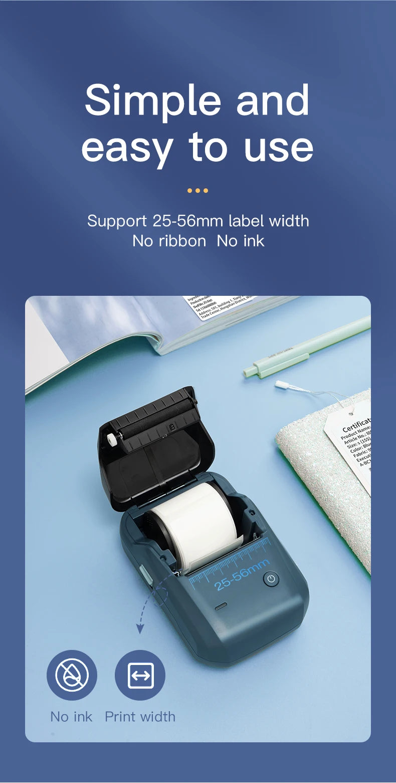 Shopdroplo Mini Label Thermal Printer Niimbot B1 Portable Bluetooth Sticker & Tag Printer