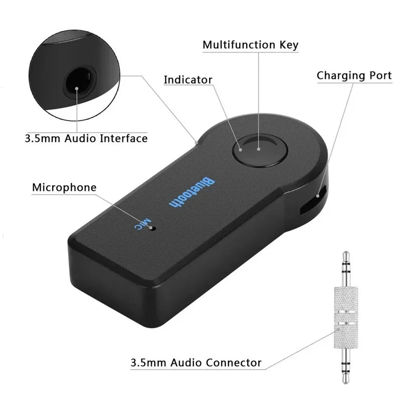 Shopdroplo™ 2-in-1 Bluetooth 5.0 Audio Adapter – Wireless Transmitter & Receiver with 3.5mm AUX for Car, Headphones & Speakers