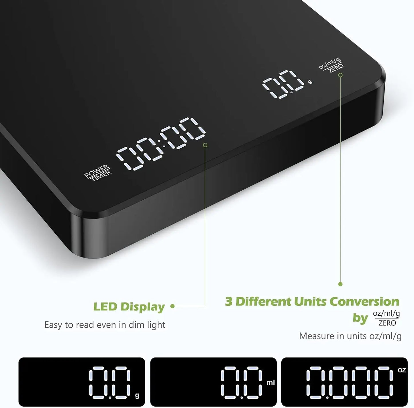 Shopdroplo Digital Kitchen Scale – High Precision Coffee & Food Scale with Timer, LED Display, Portable Baking Tool