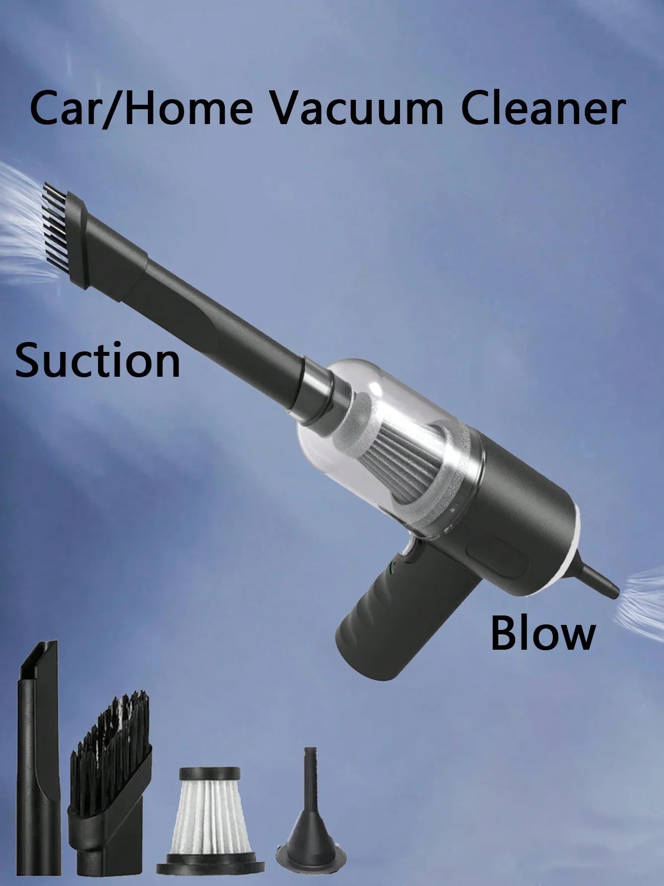 Shopdroplo™ 3-in-1 USB Rechargeable Mini Vacuum Cleaner – Suction & Blower Combo