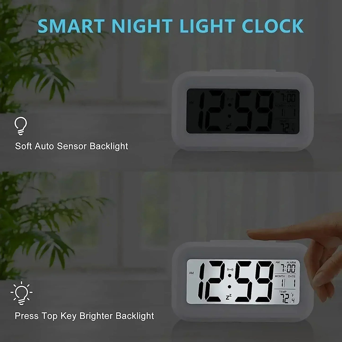 Shopdroplo LED Digital Alarm Clock – Backlight Snooze Calendar Thermometer Desktop Table Clock