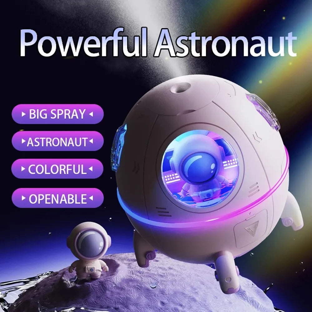 Shopdroplo Portable Astronaut Humidifier with LED Light & Aroma Diffuser – USB Powered Mini Air Purifier for Home & Office