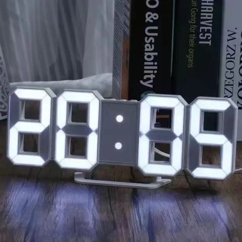 Shopdroplo 3D LED Digital Wall Clock – Glow Night Mode, Adjustable Brightness, Modern Home Decor (230mm)