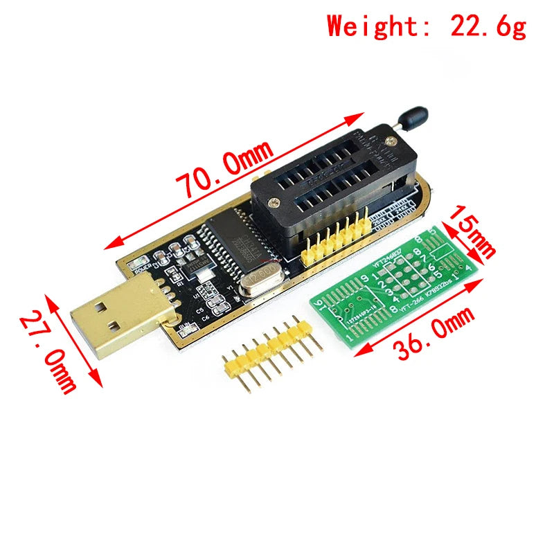 Shopdroplo CH341A USB EEPROM Flash BIOS Programmer + SOIC8 Test Clip