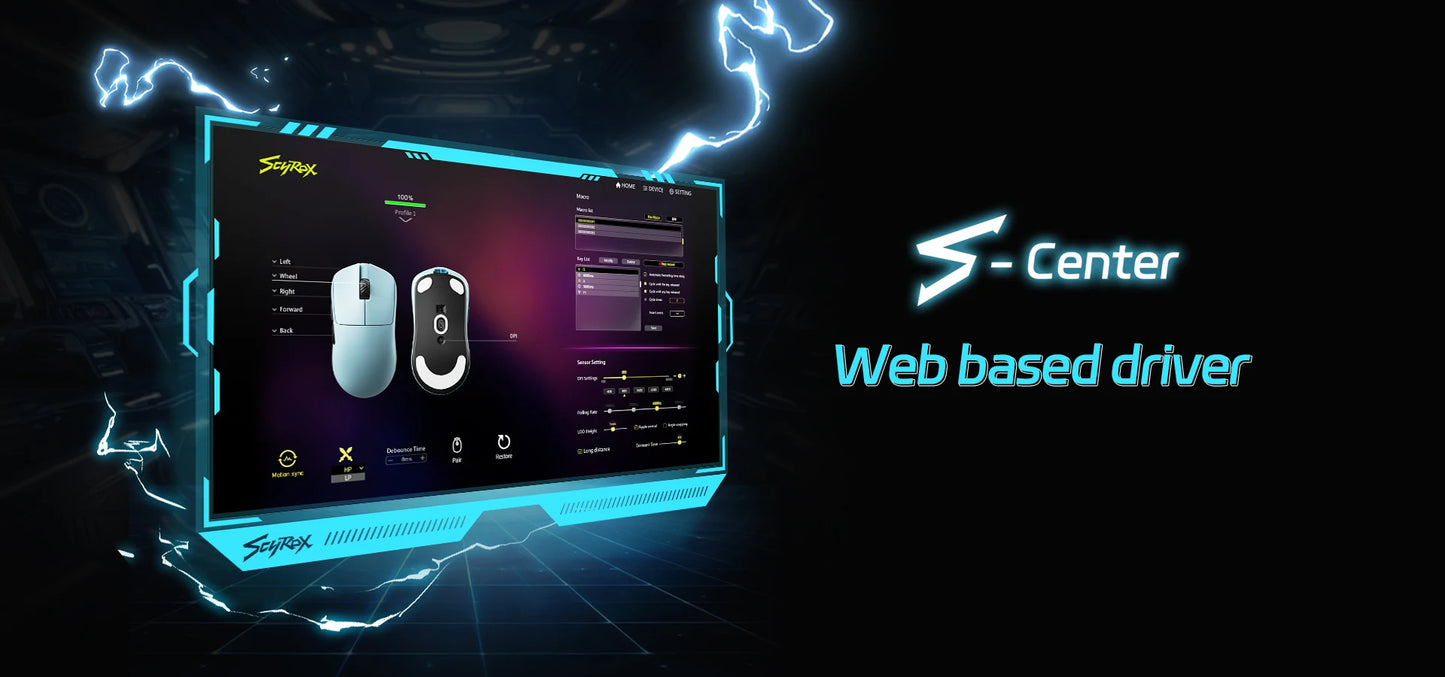 Shopdroplo SCYROX V6 Wireless Gaming Mouse – Pixart 3950 Sensor, Omron Switches, 8K Dongle, Web-Based Software