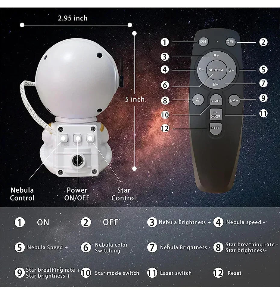 Shopdroplo Astronaut Star Projector Galaxy Night Light – LED Nebula Ceiling Lamp for Bedroom, Home Decoration & Kids Gift