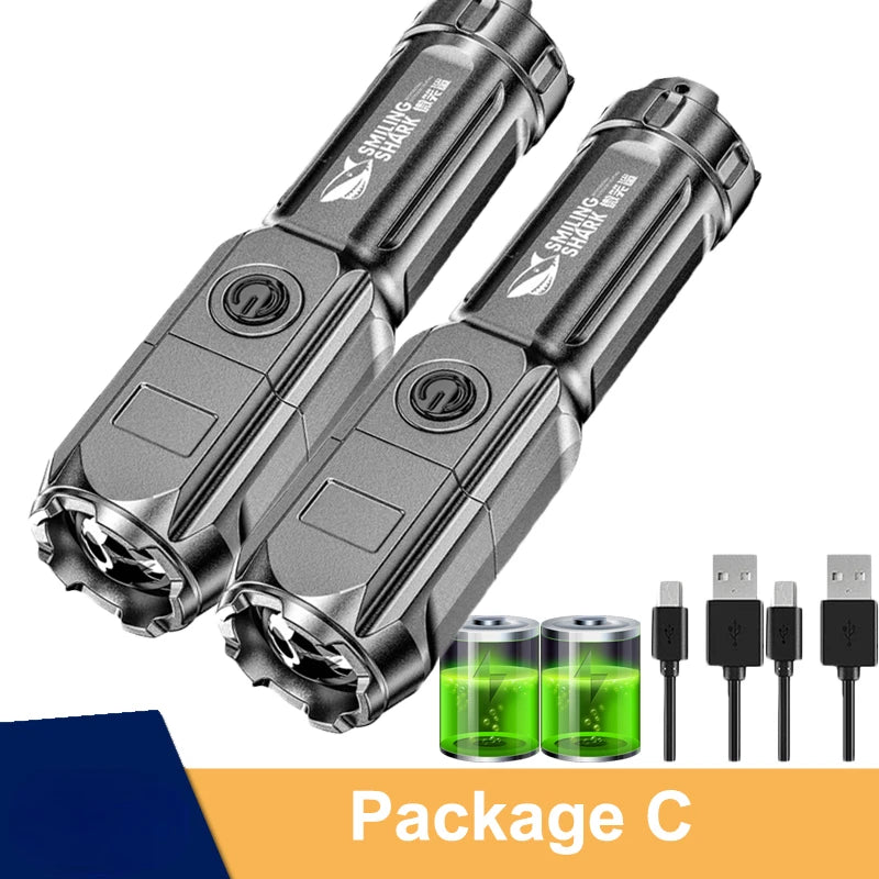 Shopdroplo Powerful LED Flashlight – 100000 Lumens USB Rechargeable Waterproof Zoom Torch for Outdoor Hunting, Camping & Fishing