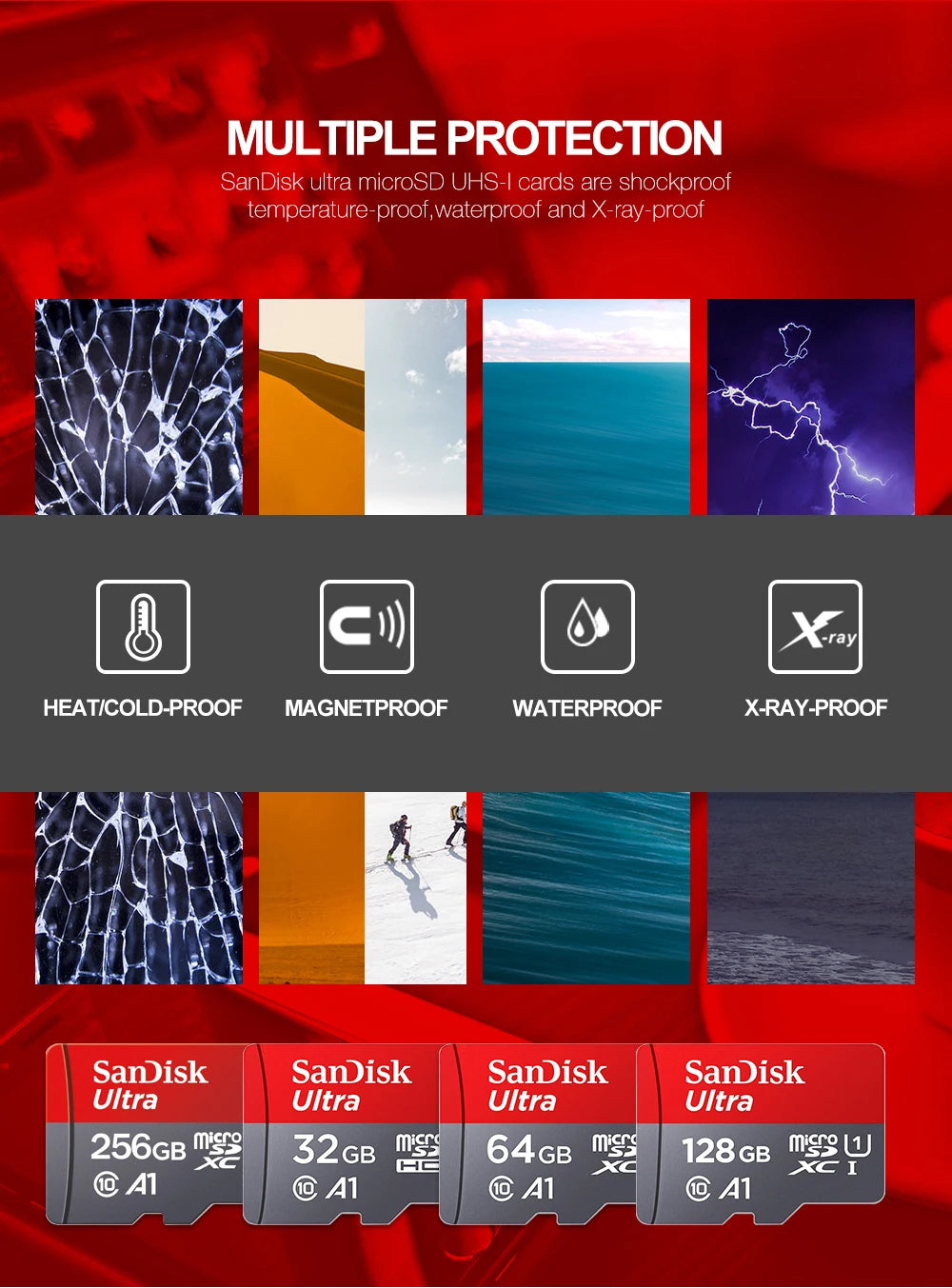 Shopdroplo Original SanDisk Micro SD Card – 32GB/64GB/128GB/256GB TF Memory Card UHS-1 Class 10 for Phone, Camera & PC
