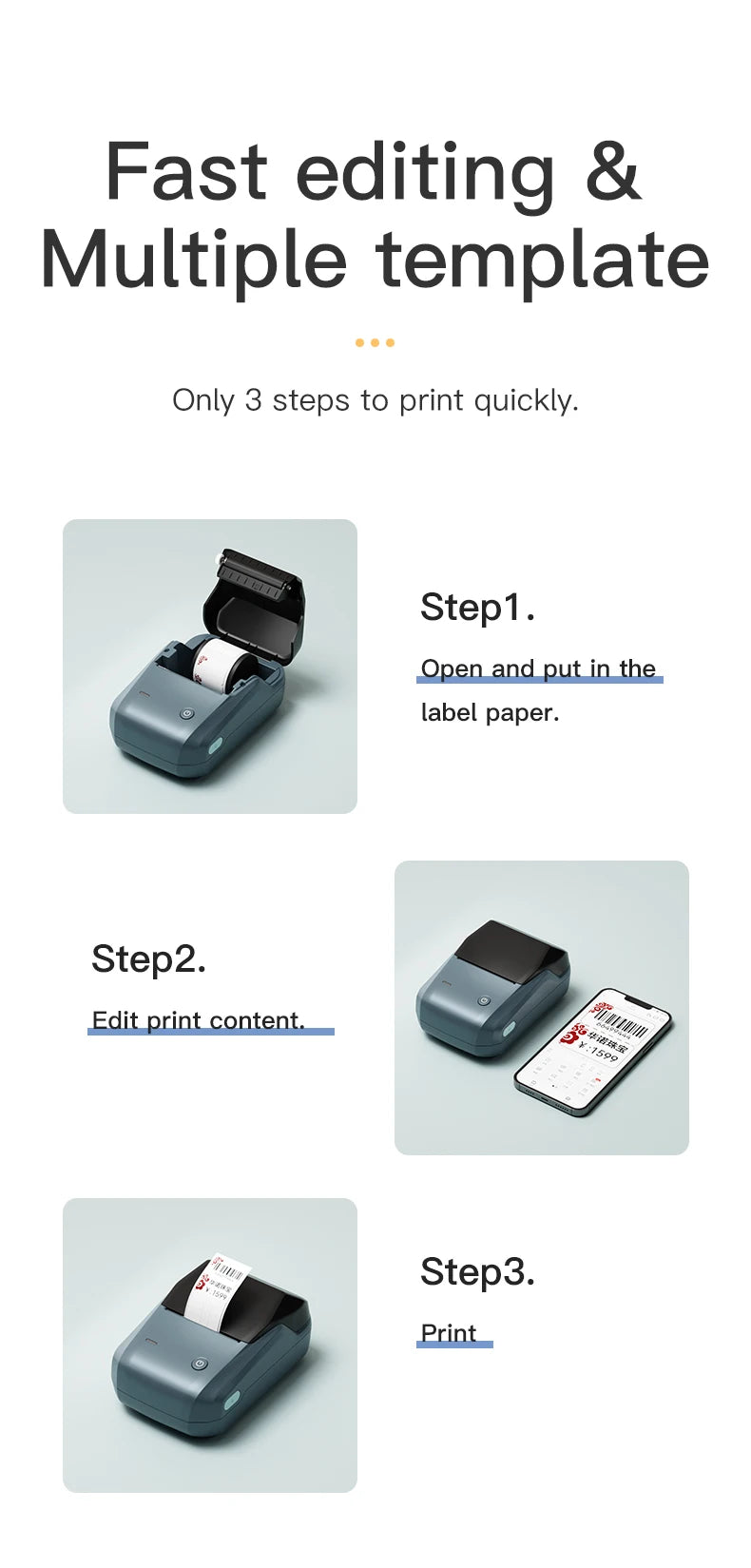 Shopdroplo Mini Label Thermal Printer Niimbot B1 Portable Bluetooth Sticker & Tag Printer