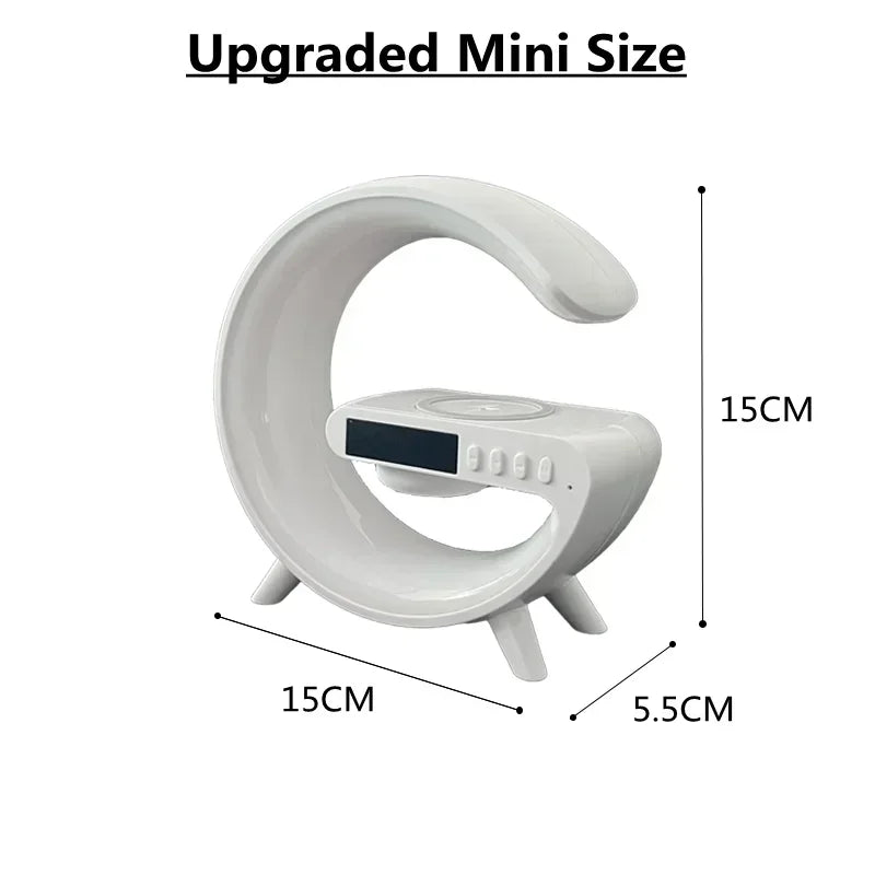 Shopdroplo Multifunction Wireless Charger Stand – RGB Light, Alarm Clock & Bluetooth Speaker for iPhone, Samsung, Xiaomi (Mini Fast Charging Dock)