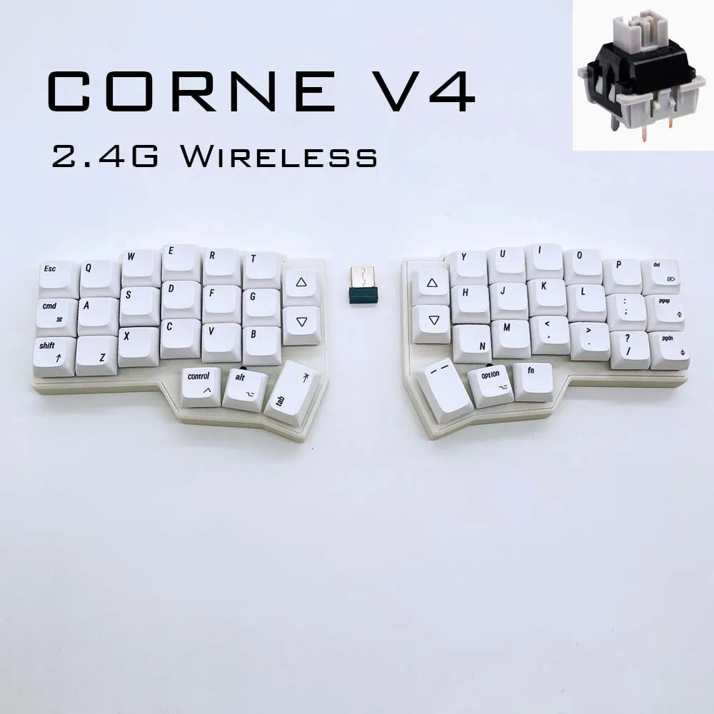 Shopdroplo CORNE V4 Wireless Mechanical Keyboard – Split Ergonomic, Hot-Swappable, 46-Key, VIAL Supported