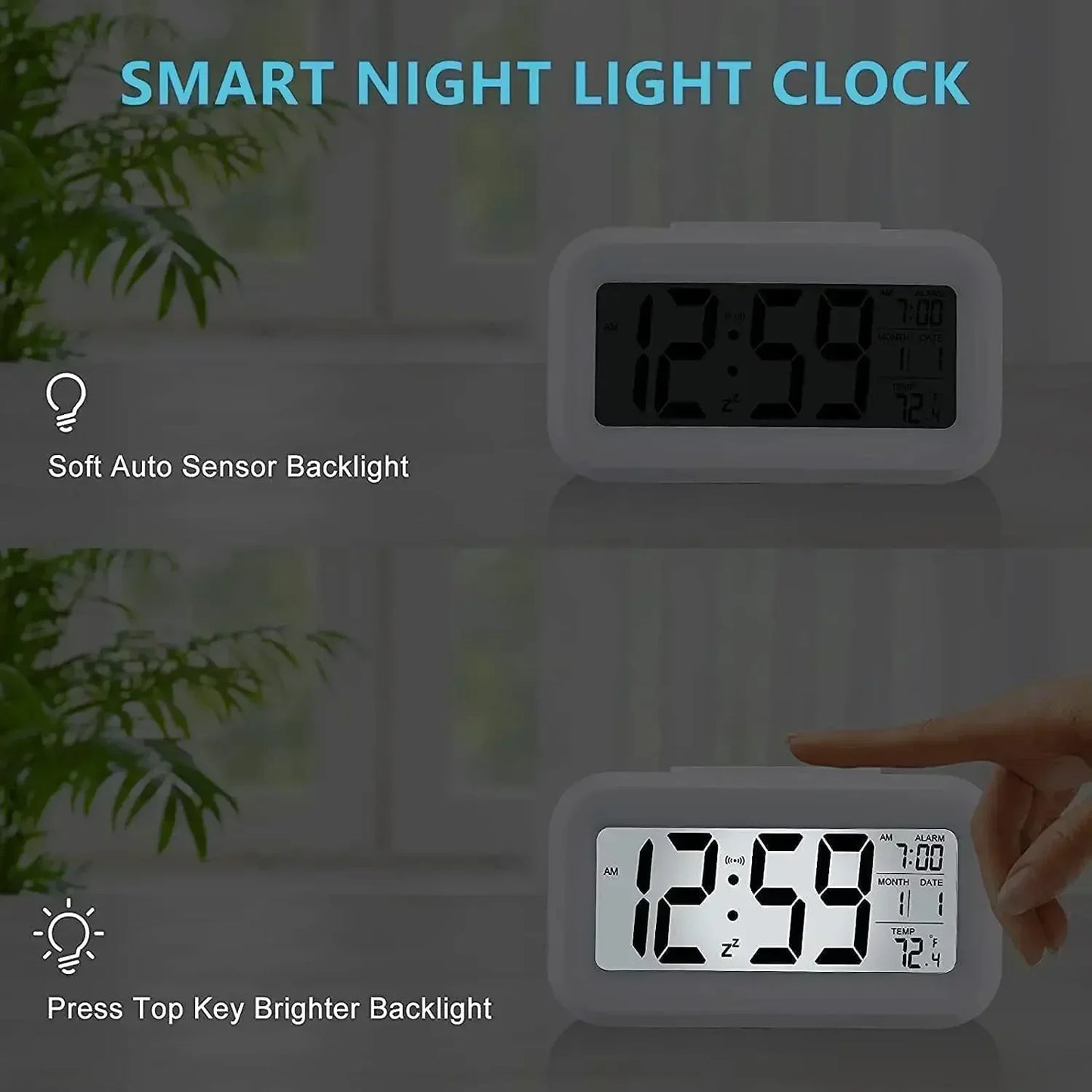 Shopdroplo LED Digital Alarm Clock – Backlight Snooze Calendar Thermometer Desktop Table Clock