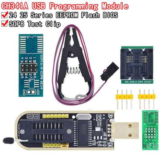 Shopdroplo CH341A USB EEPROM Flash BIOS Programmer + SOIC8 Test Clip