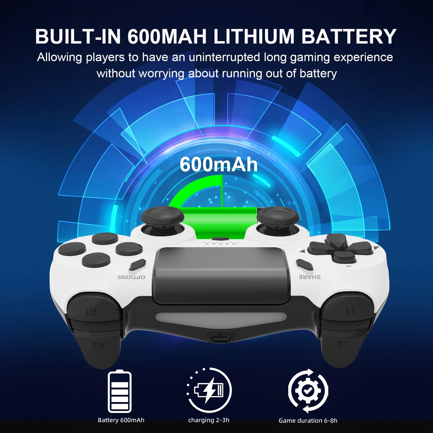 Shopdroplo GAMINJA Wireless Bluetooth Gamepad – Dual Vibration PS4/PS3/PC Controller with Touchpad & 6-Axis Motion Sensor