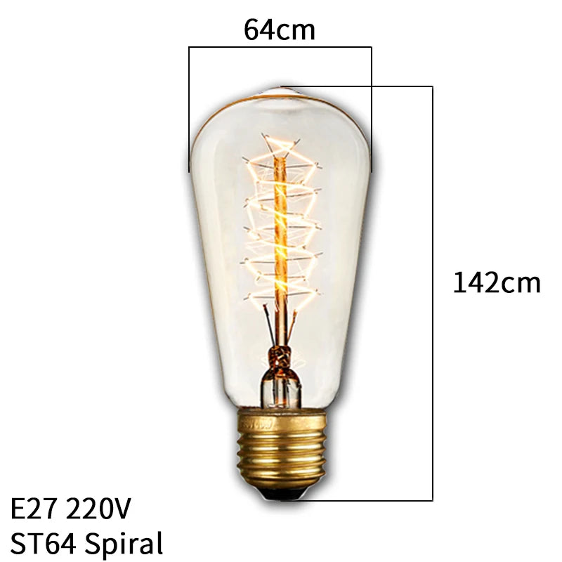 Shopdroplo Dimmable Edison Vintage Light Bulb – E27 40W 220V Retro Amber Glass Incandescent Lamp for Home Decor
