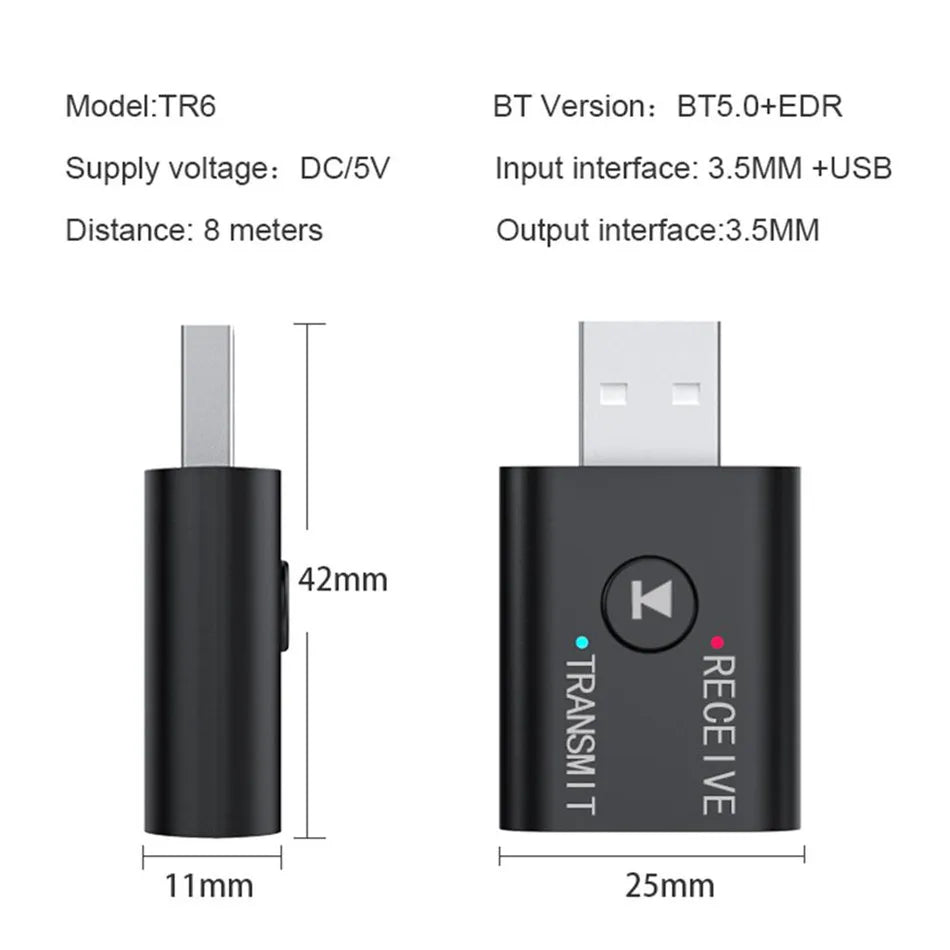 Shopdroplo Bluetooth 5.0 Audio Transmitter & Receiver – Wireless 3.5mm AUX & RCA USB Dongle Adapter for TV, Car, Speakers & Headphones