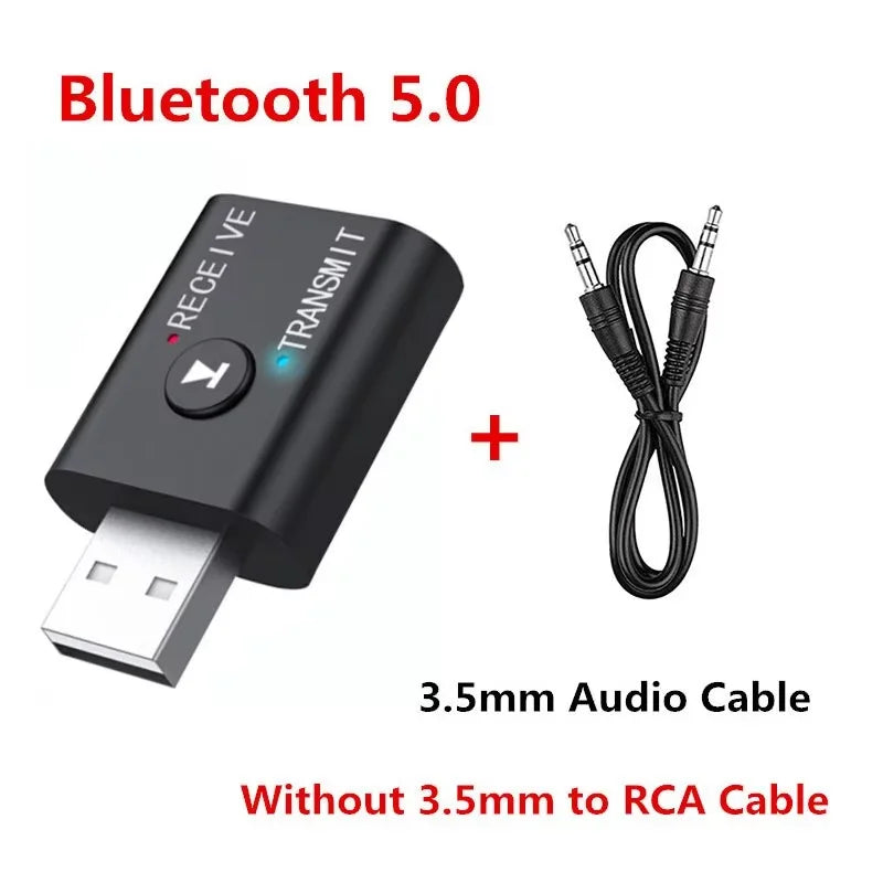 Shopdroplo Bluetooth 5.0 Audio Transmitter & Receiver – Wireless 3.5mm AUX & RCA USB Dongle Adapter for TV, Car, Speakers & Headphones