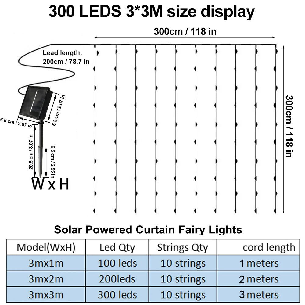 Shopdroplo LED Solar Fairy Curtain Lights – Waterproof Outdoor String Lights for Garden & Christmas Décor