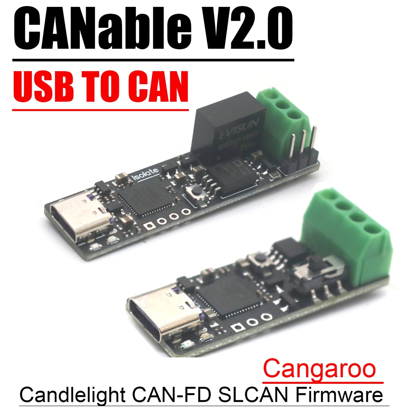 Shopdroplo CANable 2.0 Type-C USB to CAN Bus Protocol Converter (SLCAN, CAN-FD, Candlelight)