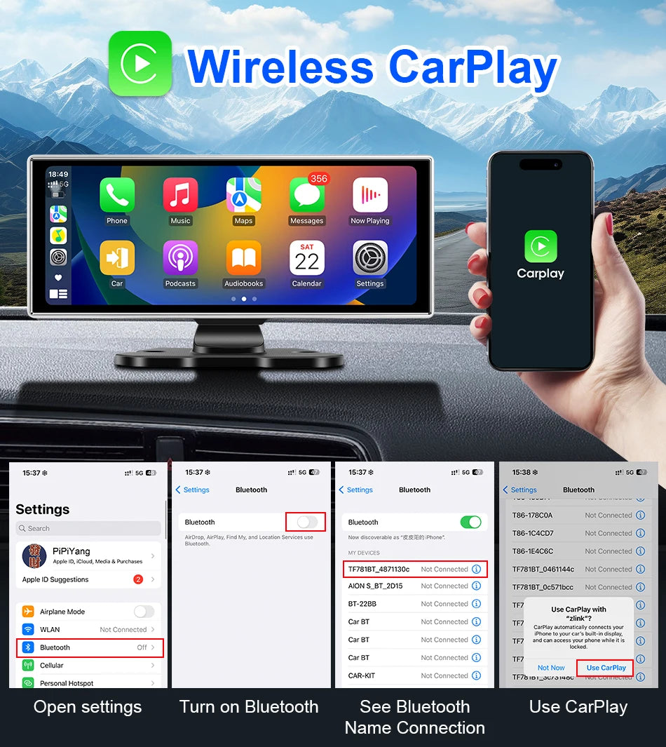 Shopdroplo™ 11.26" 4K Smart Dash Cam with CarPlay, Android Auto, Dual Lens, GPS & Touchscreen Mirror Display