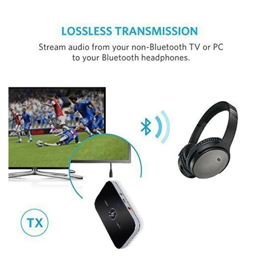 Shopdroplo Bluetooth 5.0 Audio Transmitter & Receiver – 2-in-1 Wireless Adapter with 3.5mm AUX & RCA for Car, TV, PC, Speaker