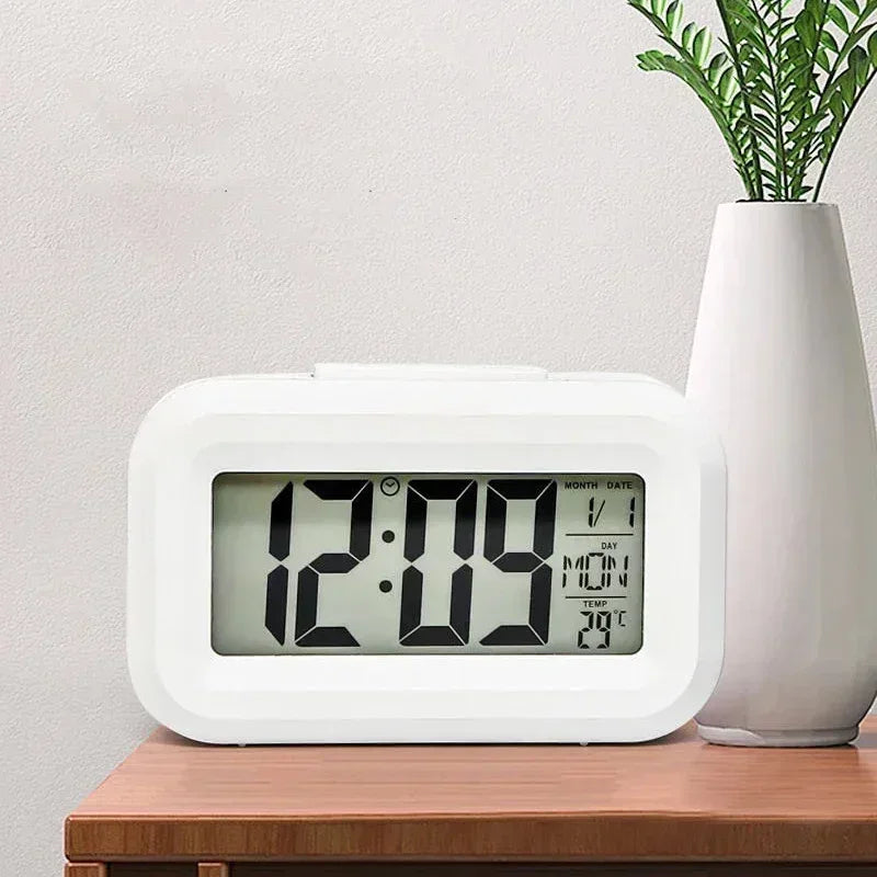 Shopdroplo LED Digital Alarm Clock – Backlight, Snooze, Temperature, Calendar, Multifunction Desktop Time Display