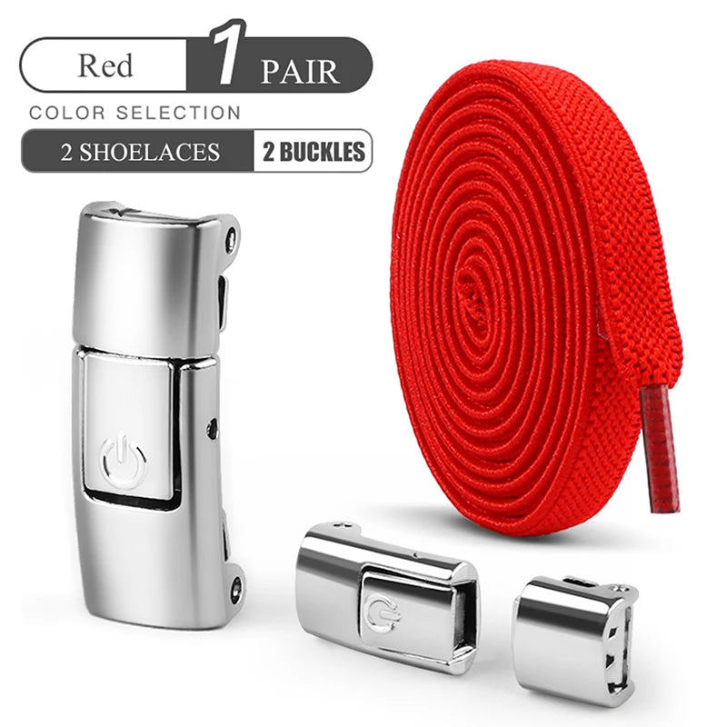 Shopdroplo™ No-Tie Elastic Shoe Laces – 8mm Flat Press Lock Shoelaces for Adults & Kids (1 Pair)
