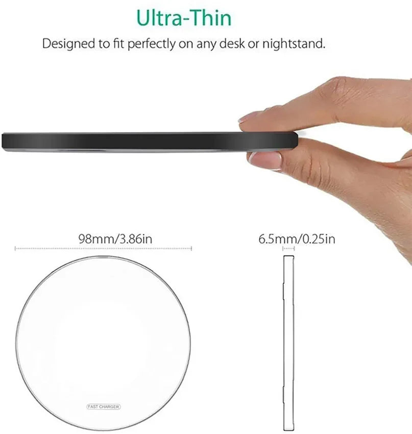 Shopdroplo™ 100W Fast Wireless Charging Pad – Slim Charger for iPhone, Samsung, Xiaomi & More