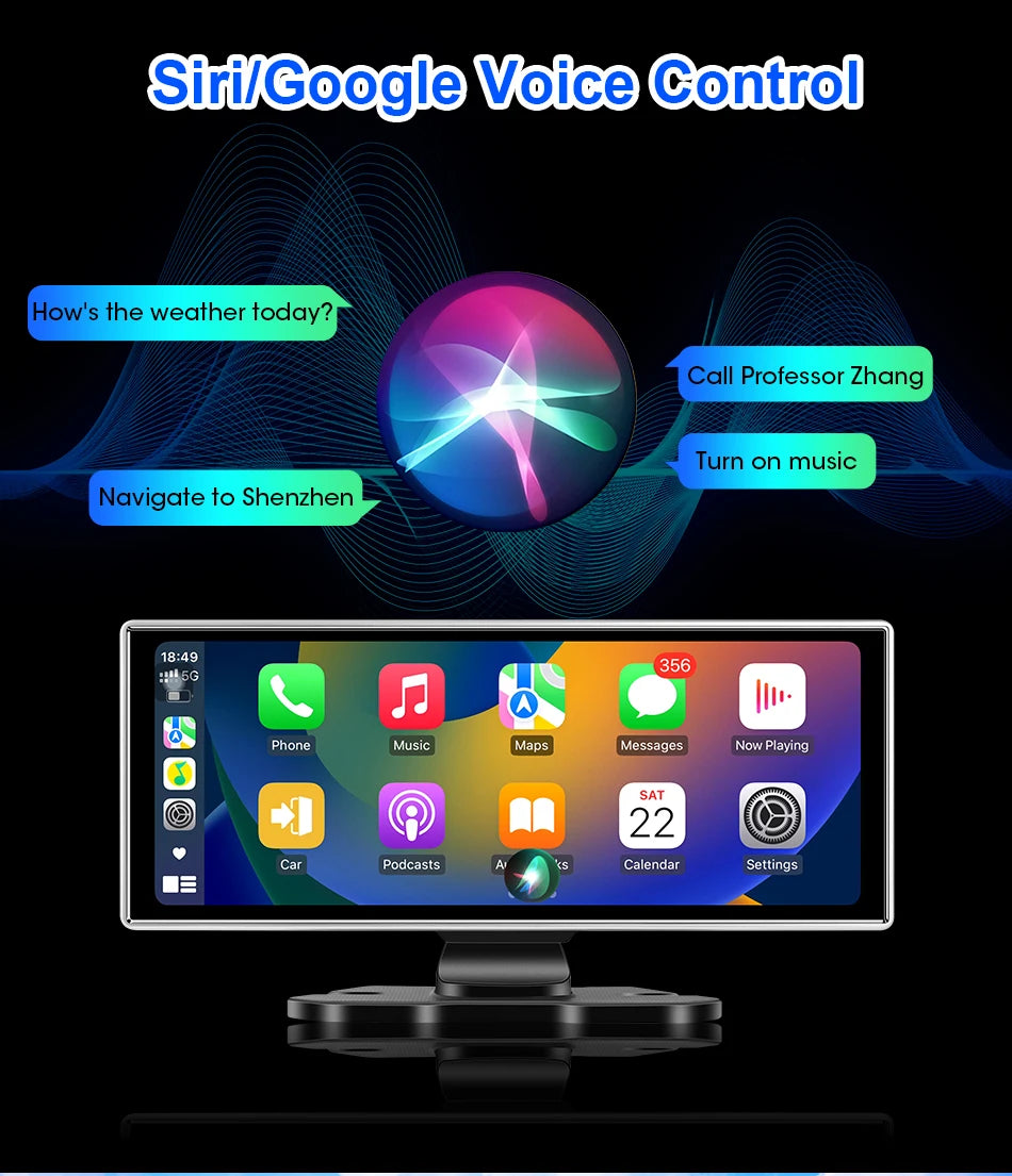 Shopdroplo™ 11.26" 4K Smart Dash Cam with CarPlay, Android Auto, Dual Lens, GPS & Touchscreen Mirror Display