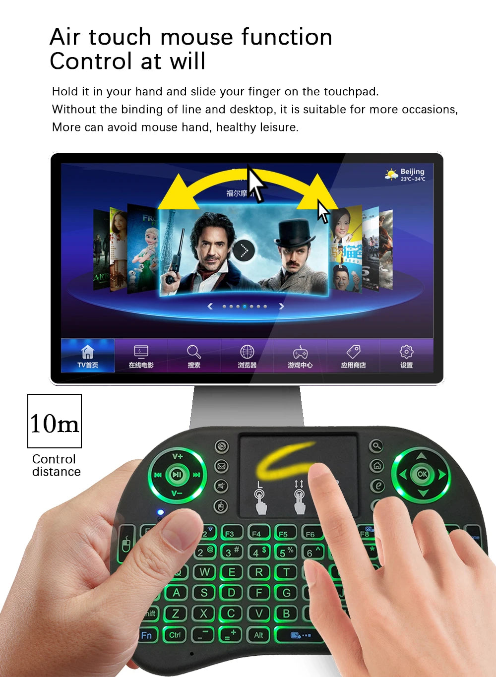 Shopdroplo™ i8 2.4G Wireless Air Mouse & Backlit Mini Keyboard – Touchpad Remote for PC, Laptop, Android TV Box