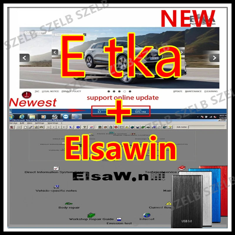 Shopdroplo ETKA 8.3 + ELSAWIN 6.0 Auto Repair & Parts Catalog Software