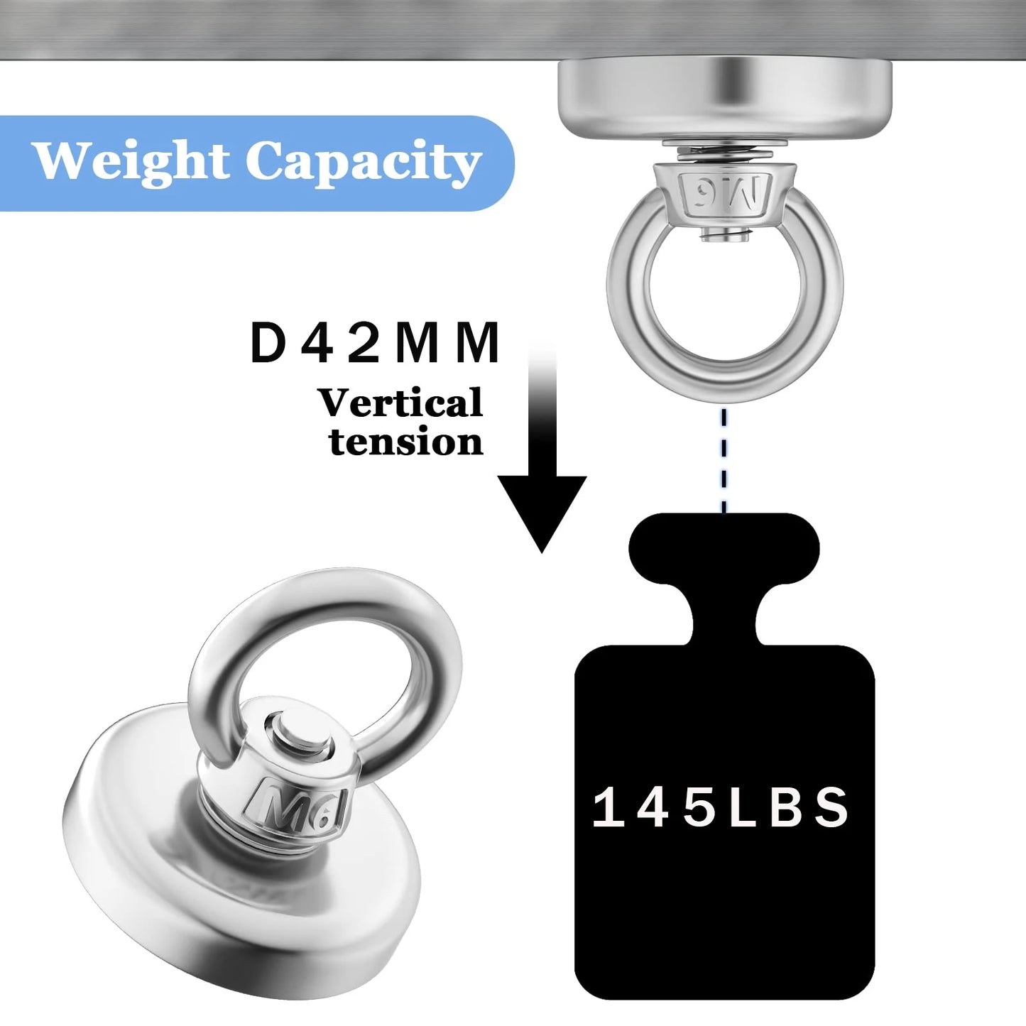 Shopdroplo Super Strong Neodymium Fishing Magnet – Heavy-Duty Salvage Magnet with Eyebolt