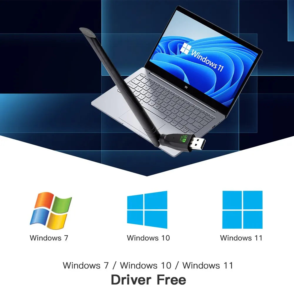Shopdroplo™ FENVI WiFi 6 USB Adapter – AX286 Plug & Play Network Dongle for Windows 10/11 Laptops (2.4GHz, 300Mbps)