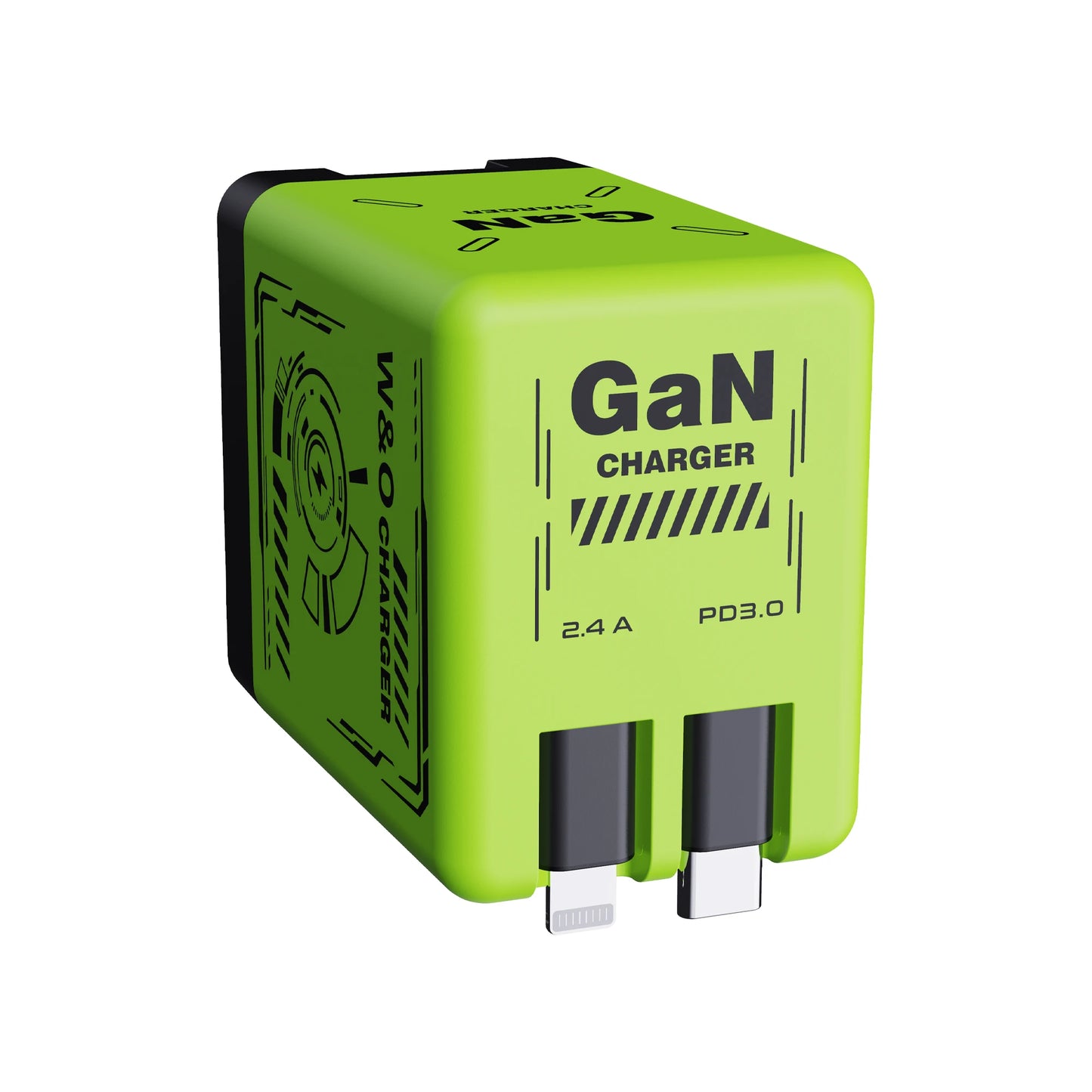 Shopdroplo™ W&O GaN 20W Fast Charger with Liquid Silicone Cable – Type C & Lightning for iPhone/Xiaomi