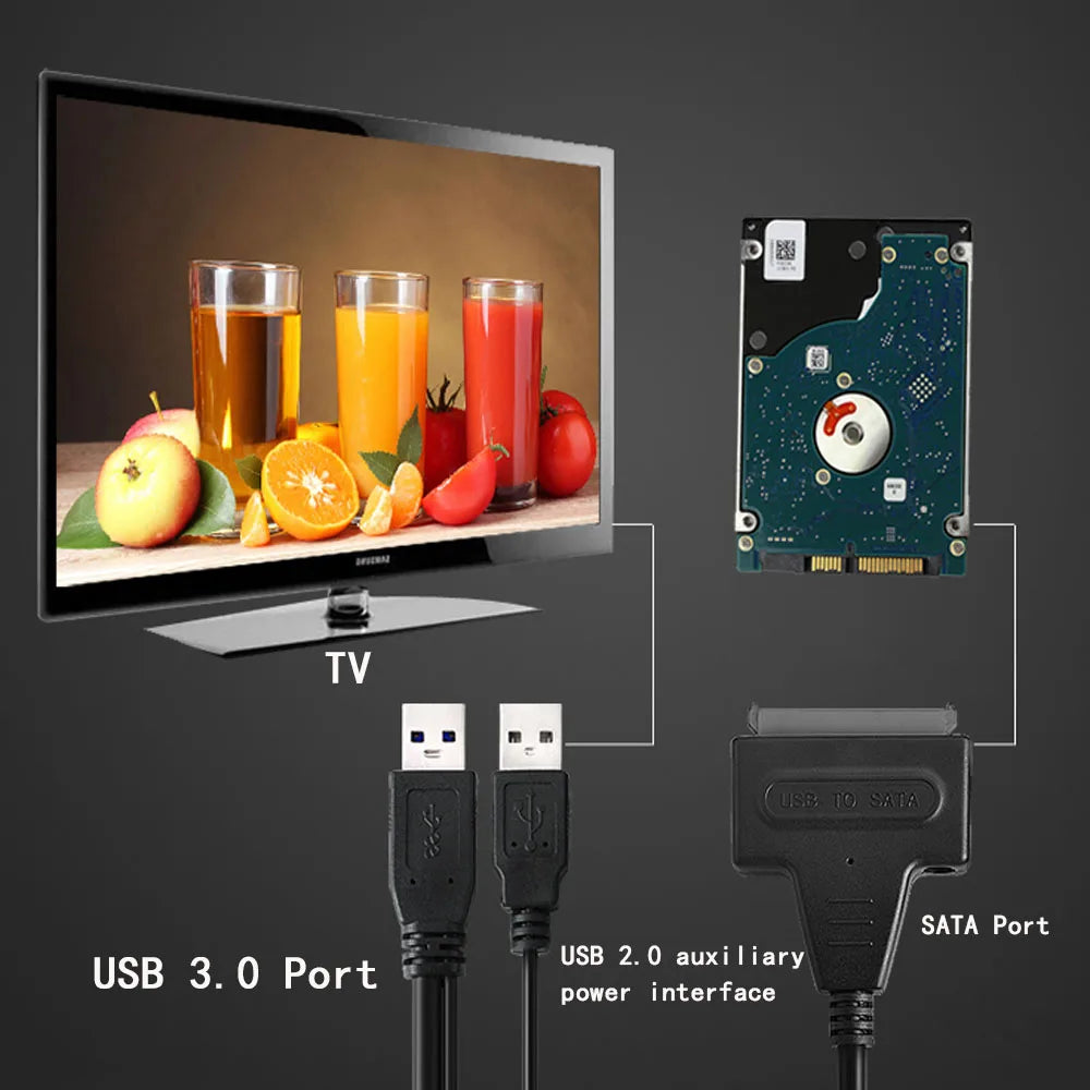 Shopdroplo™ SATA to USB 3.0/2.0 Cable – 6Gbps High-Speed Adapter for 2.5” HDD/SSD