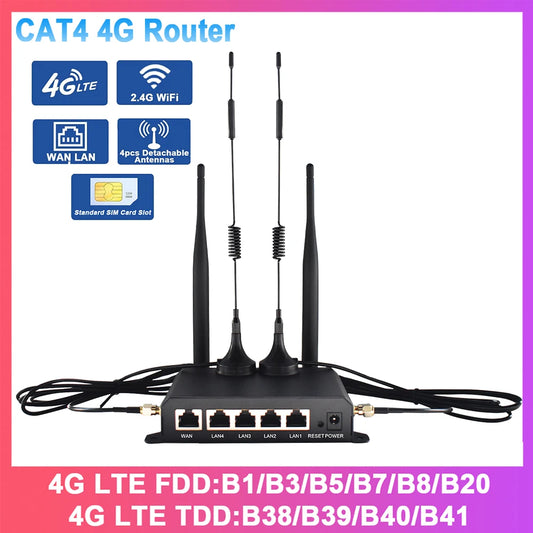 Shopdroplo KuWFi 4G LTE WiFi Router – 300Mbps CAT4 Wireless Router with SIM Slot, Detachable Antennas, LAN/WAN RJ45 Ports, AP/Repeater Mode