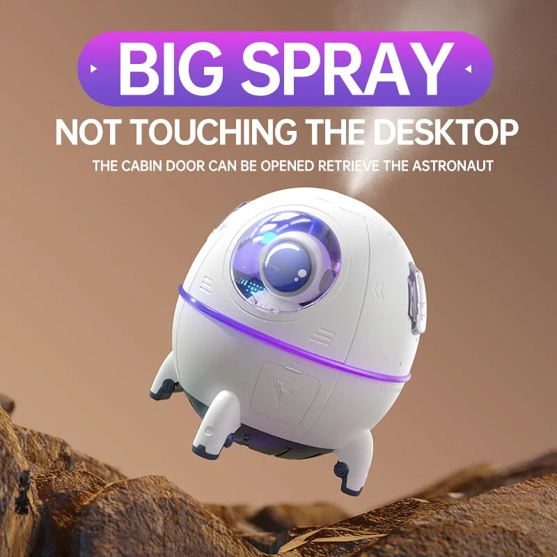 Shopdroplo Portable Astronaut Humidifier with LED Light & Aroma Diffuser – USB Powered Mini Air Purifier for Home & Office