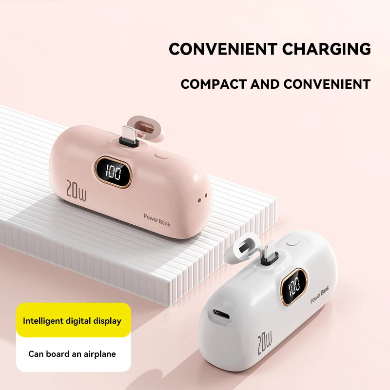 Shopdroplo™ 30000mAh Capsule Power Bank – Mini Fast Charger for iPhone, Samsung, Xiaomi, Huawei & More